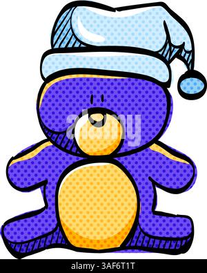 Teddybär Halbton-Symbol Hand gezeichnete Farbe Vektor-Illustration Stock Vektor