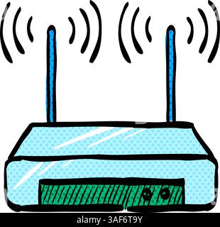 Routerraster-Symbol Hand gezeichnete Farbvektorgrafik Stock Vektor