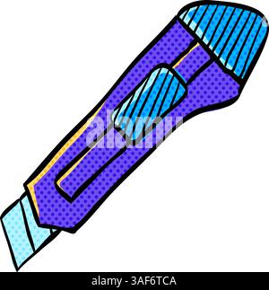 Schneidmesser Halbtonsymbol Hand gezeichnet Farbvektor Illustration Stock Vektor