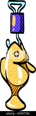 Fishing Skala Halbtonsymbol Hand gezeichnet Farbe Vektor Illustration Stock Vektor