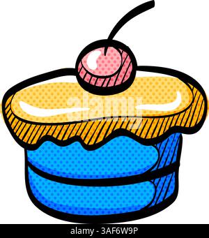 Kuchen-Halbton-Symbol Hand gezeichnete Farbe Vektor-Illustration Stock Vektor