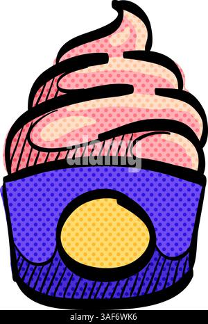 Eis-Halbton-Symbol Hand gezeichnete Farbe Vektor-Illustration Stock Vektor