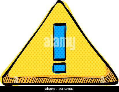 Warnschild Halbtonsymbol handgezeichnete Farbvektor-Illustration Stock Vektor
