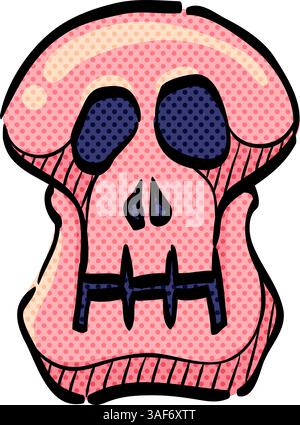 Skelett-Halbton-Symbol Hand gezeichnete Farbvektor-Illustration Stock Vektor