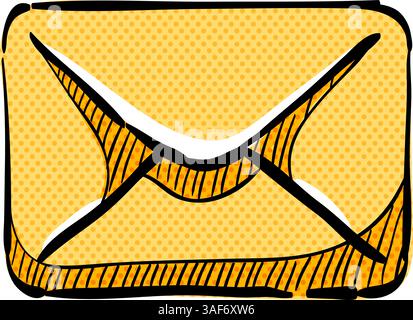 E-Mail-Halbtonsymbol Hand gezeichnete Farbvektor-Illustration Stock Vektor