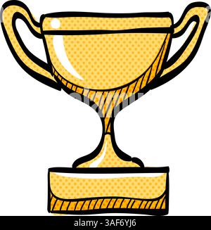 Baseball Trophäe Halbton Symbol Hand gezeichnete Farbe Vektor Illustration Stock Vektor