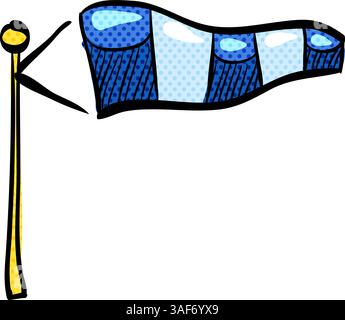 Windsock Halbton Symbol Hand gezeichnete Farbe Vektor Illustration Stock Vektor