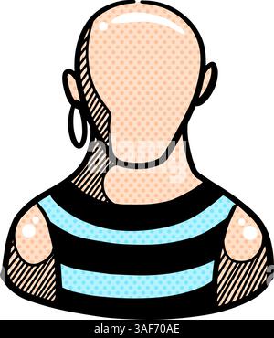 Piratensymbol es handgezeichnete Halbtonfarben-Vektor-Illustration Stock Vektor