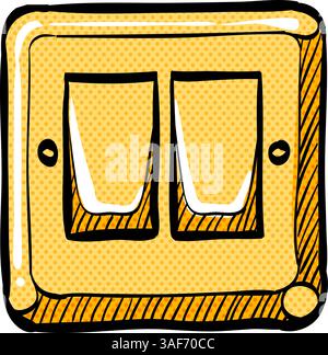 Symbol des elektrischen Schalters Halbtonsymbol handgezeichnet Farbvektor-Illustration Stock Vektor