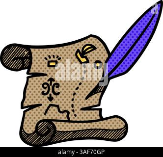 Altes Papier Karte Symbol Hand gezeichnet Halbtonfarbe Vektor Illustration Stock Vektor