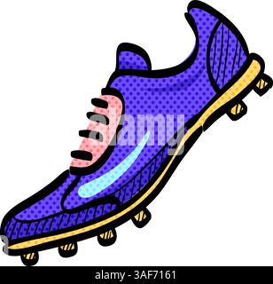 Fußball Schuh Halbton Symbol Hand gezeichnete Farbe Vektor Illustration Stock Vektor