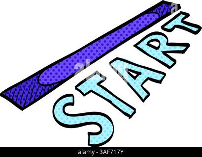 Halbtonsymbol der Startlinie Hand gezeichnete Farbvektor-Illustration Stock Vektor