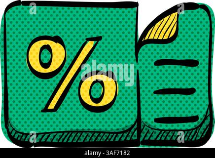 Rabattkarte Halbton-Symbol Hand gezeichnete Farbvektor-Illustration Stock Vektor