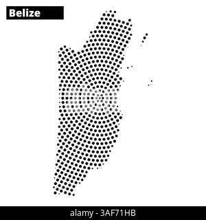 Schwarz-weiß-Illustration der Karte von Belize, die ihre geografische Umrisse und Küstengebiete hervorhebt. Stock Vektor