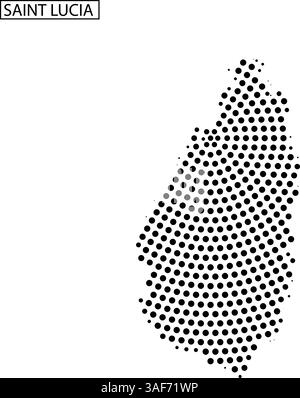 Detaillierte Darstellung von Saint Lucia, die seine einzigartige Form und seinen geografischen Kontext in der Karibik hervorhebt. Stock Vektor