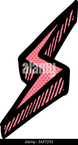 Blitz Donner Symbol Hand gezeichnete Rasterfarbe Vektor Illustration Stock Vektor