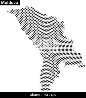 Die gepunktete Darstellung der Landkarte Moldawiens zeigt ihre geografische Umrisse und Form in einem klaren Design. Stock Vektor