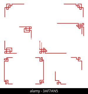 Traditioneller chinesischer Rahmen mit rotem geometrischem Muster. Vektorabbildung Stock Vektor