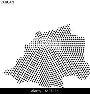 Eine schwarze Rasterumrandung des Vatikans veranschaulicht seine einzigartige Form auf einem neutralen Hintergrund. Dieses Design betont seine geografische Umrisse. Stock Vektor