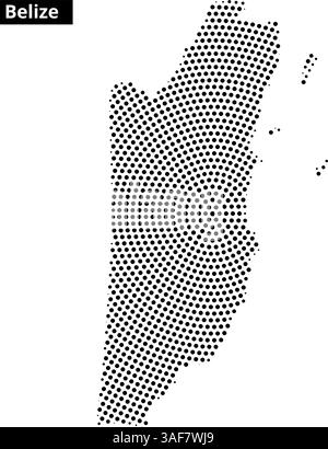 Schwarz-weiß-Illustration der Karte von Belize, die ihre geografische Umrisse und Küstengebiete hervorhebt. Stock Vektor