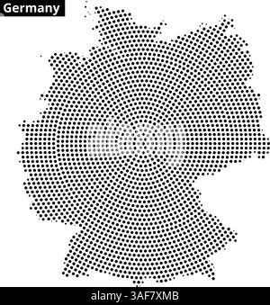 Ein einzigartiges, gepunktetes Design zeigt Deutschland und zeigt seine Form und sein künstlerisches Flair, das sich für kreative Projekte und Präsentationen eignet. Stock Vektor
