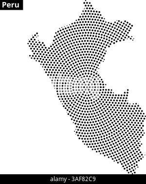 Eine einzigartige Punktdarstellung Perus zeigt seine geografische Form und zeigt die Besonderheiten des Landes auf der Karte. Stock Vektor