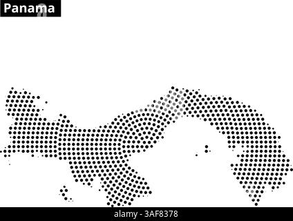 Diese Grafik zeigt eine gepunktete Darstellung der Karte Panamas und zeigt ihre unverwechselbare Form mit einer einfachen, modernen Ästhetik. Stock Vektor