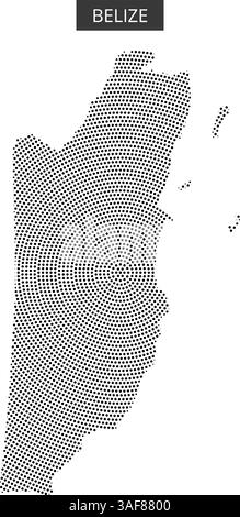 Schwarz-weiß-Illustration der Karte von Belize, die ihre geografische Umrisse und Küstengebiete hervorhebt. Stock Vektor