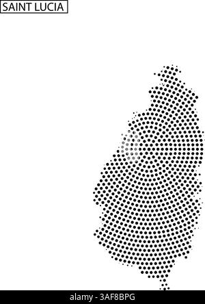 Detaillierte Darstellung von Saint Lucia, die seine einzigartige Form und seinen geografischen Kontext in der Karibik hervorhebt. Stock Vektor