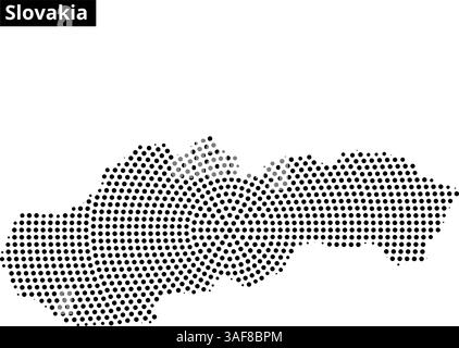 Eine gepunktete Darstellung der Slowakei ist mit wellenförmigen Hintergrundlinien verziert, die die einzigartige Form des Landes verdeutlichen. Stock Vektor