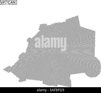 Eine schwarze Rasterumrandung des Vatikans veranschaulicht seine einzigartige Form auf einem neutralen Hintergrund. Dieses Design betont seine geografische Umrisse. Stock Vektor