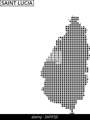 Detaillierte Darstellung von Saint Lucia, die seine einzigartige Form und seinen geografischen Kontext in der Karibik hervorhebt. Stock Vektor