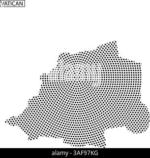 Eine schwarze Rasterumrandung des Vatikans veranschaulicht seine einzigartige Form auf einem neutralen Hintergrund. Dieses Design betont seine geografische Umrisse. Stock Vektor