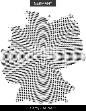 Ein einzigartiges, gepunktetes Design zeigt Deutschland und zeigt seine Form und sein künstlerisches Flair, das sich für kreative Projekte und Präsentationen eignet. Stock Vektor