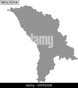 Die gepunktete Darstellung der Landkarte Moldawiens zeigt ihre geografische Umrisse und Form in einem klaren Design. Stock Vektor