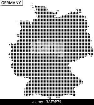 Ein einzigartiges, gepunktetes Design zeigt Deutschland und zeigt seine Form und sein künstlerisches Flair, das sich für kreative Projekte und Präsentationen eignet. Stock Vektor