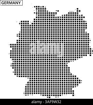 Ein einzigartiges, gepunktetes Design zeigt Deutschland und zeigt seine Form und sein künstlerisches Flair, das sich für kreative Projekte und Präsentationen eignet. Stock Vektor