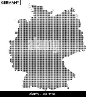 Ein einzigartiges, gepunktetes Design zeigt Deutschland und zeigt seine Form und sein künstlerisches Flair, das sich für kreative Projekte und Präsentationen eignet. Stock Vektor
