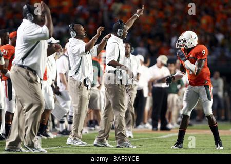 17. September 2009: Miami Hurricanes signalisiert, Sam Shields zu unterstützen (Credit Image: SGM/ZUMAPRESS.com) Stockfoto