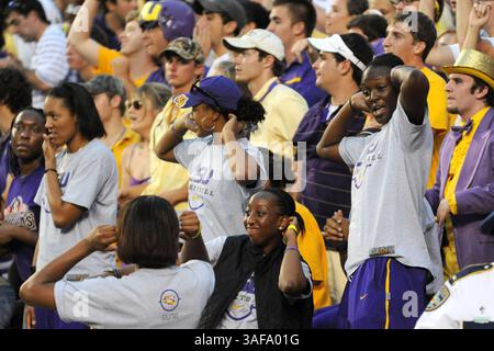 19. September 2009: Mitglieder des LSU Frauen-Basketballteams tanzen zu Musik während des Samstagabends zwischen der University of Lafayette in Louisiana und der LSU im Tiger Stadium. LSU gewinnt das Spiel 31-3 (Credit Image: SGM/ZUMAPRESS.com) Stockfoto
