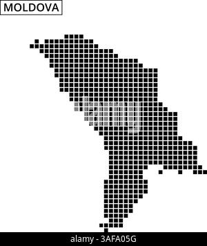 Die gepunktete Darstellung der Landkarte Moldawiens zeigt ihre geografische Umrisse und Form in einem klaren Design. Stock Vektor