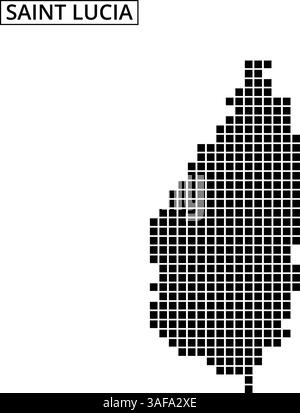 Detaillierte Darstellung von Saint Lucia, die seine einzigartige Form und seinen geografischen Kontext in der Karibik hervorhebt. Stock Vektor