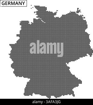 Ein einzigartiges, gepunktetes Design zeigt Deutschland und zeigt seine Form und sein künstlerisches Flair, das sich für kreative Projekte und Präsentationen eignet. Stock Vektor