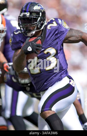27. September 2009: Baltimore Ravens Willis McGahee #23 beim Spiel Baltimore Ravens gegen Cleveland Browns im M&T Bank Stadium in Baltimore, Maryland, wo die Ravens in der Saison 2009 34-3 und 3-0 gewonnen haben (Credit Image: SGM/ZUMAPRESS.com) Stockfoto