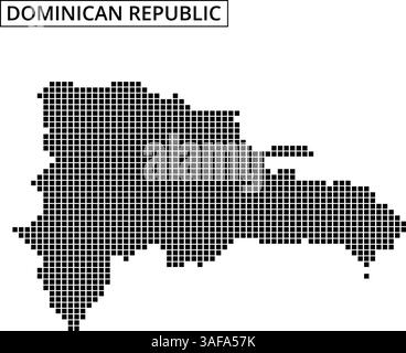 Ein gepunktetes Muster umreißt die Form der Dominikanischen Republik und hebt ihre geografischen Merkmale und Grenzen deutlich hervor. Stock Vektor