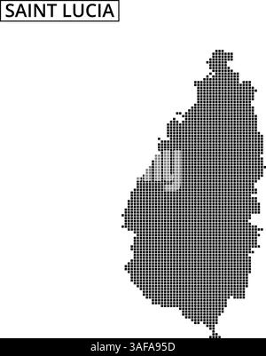 Detaillierte Darstellung von Saint Lucia, die seine einzigartige Form und seinen geografischen Kontext in der Karibik hervorhebt. Stock Vektor