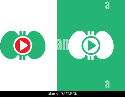 Menschliche Nieren und Knopfspiel-Logo-Kombination. Design-Vorlage für den Logotyp der menschlichen Nierenanatomie. Stock Vektor