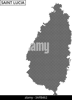 Detaillierte Darstellung von Saint Lucia, die seine einzigartige Form und seinen geografischen Kontext in der Karibik hervorhebt. Stock Vektor