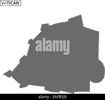 Eine schwarze Rasterumrandung des Vatikans veranschaulicht seine einzigartige Form auf einem neutralen Hintergrund. Dieses Design betont seine geografische Umrisse. Stock Vektor