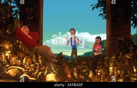 März 2000; Hollywood, Kalifornien, USA; Schauspieler Kevin Kline als Stimme von Tulio, Schauspieler Kenneth Branagh als Stimme von Miguel & Rosie Perex als Stimme von Chel in dem Animationsfilm The Road to El Dorado, Regie: Bibo Bergeron und andere. (Kreditbild: ZUMA Press/ZUMAPRESS.com) Stockfoto